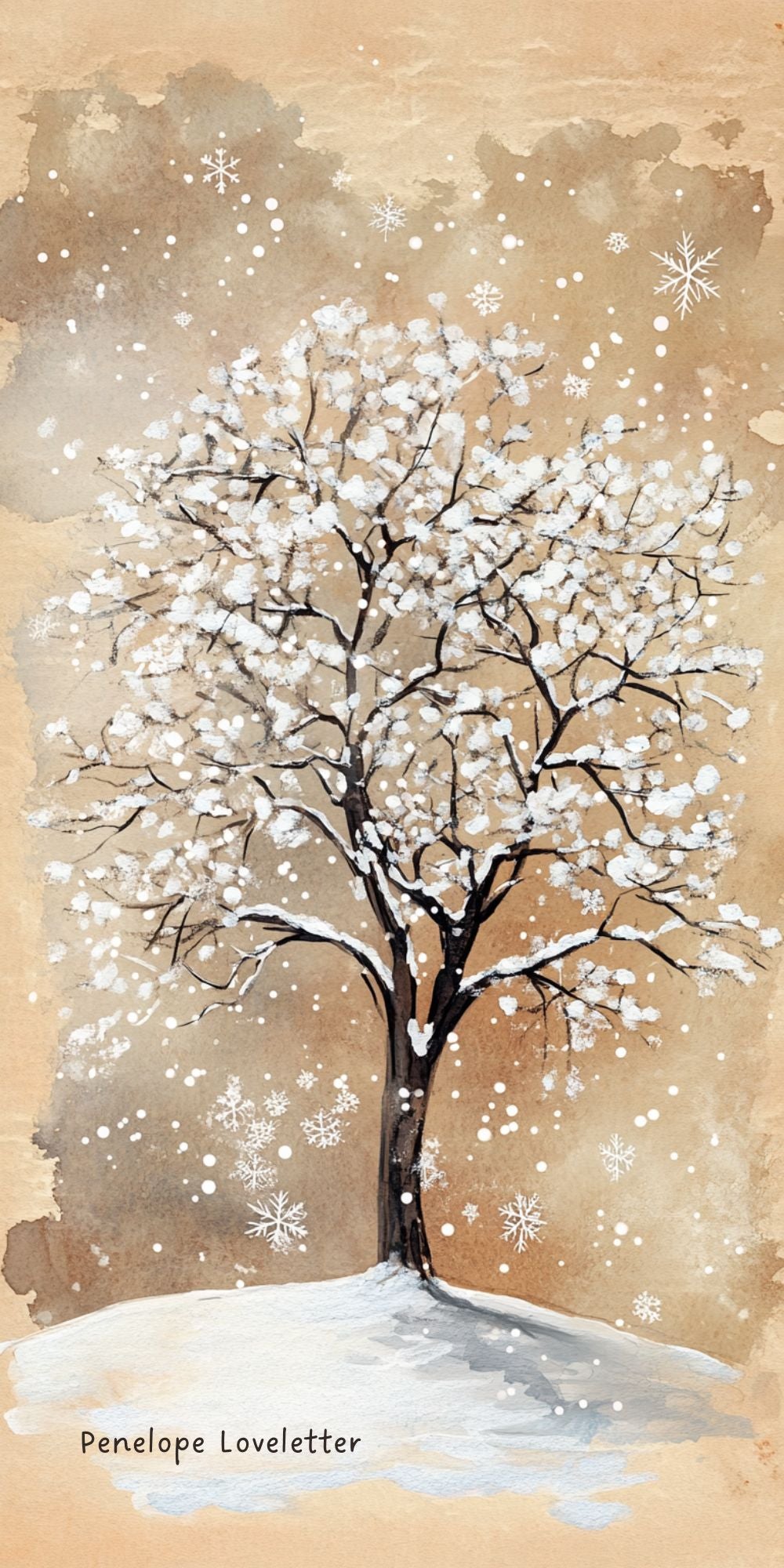 Snow Blossoms on Tree- Phone Wallpaper