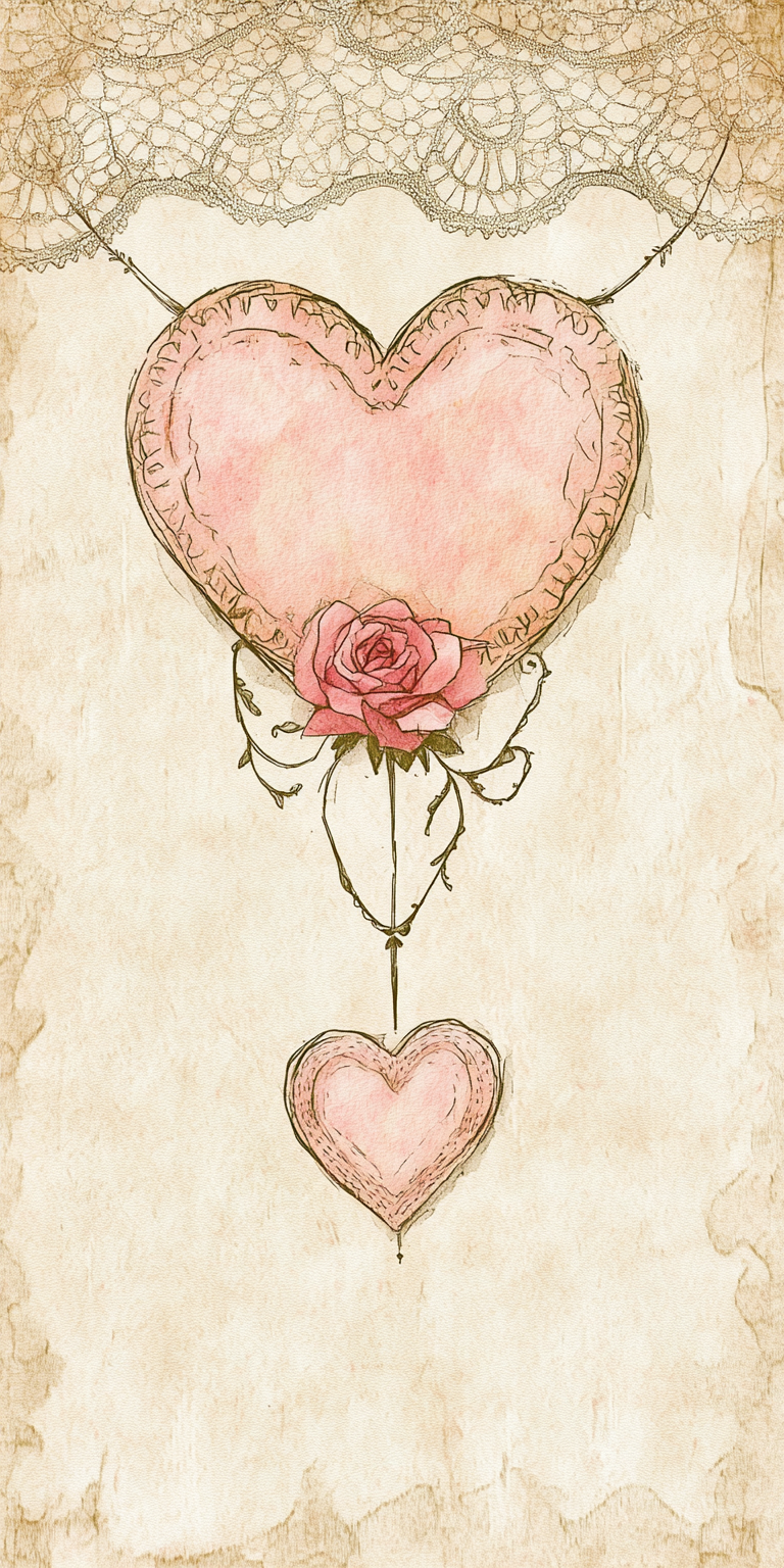 Pink Valentine Parchment- phone wallpaper
